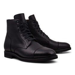 Yanko Cap toe service boot black grain | Skolyx