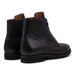 Yanko Cap toe service boot black grain | Skolyx