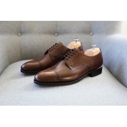 Brogued cap toe derby dark brown