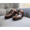 Brogued cap toe derby dark brown