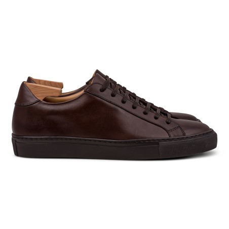 Skolyx Premium sneaker dark brown leather with dark sole | Skolyx