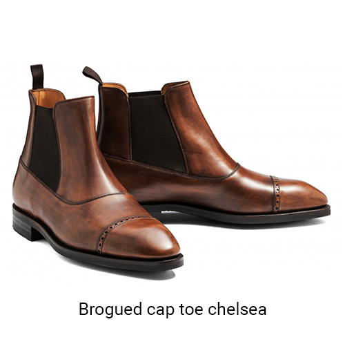 Yanko brogued cap toe chelsea boot