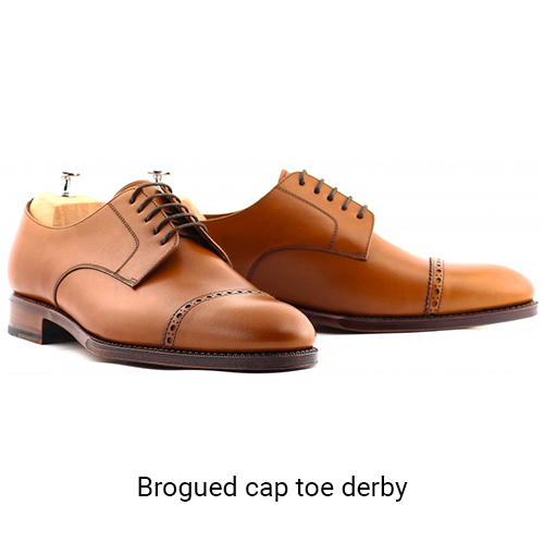 Yanko brogued cap toe derby